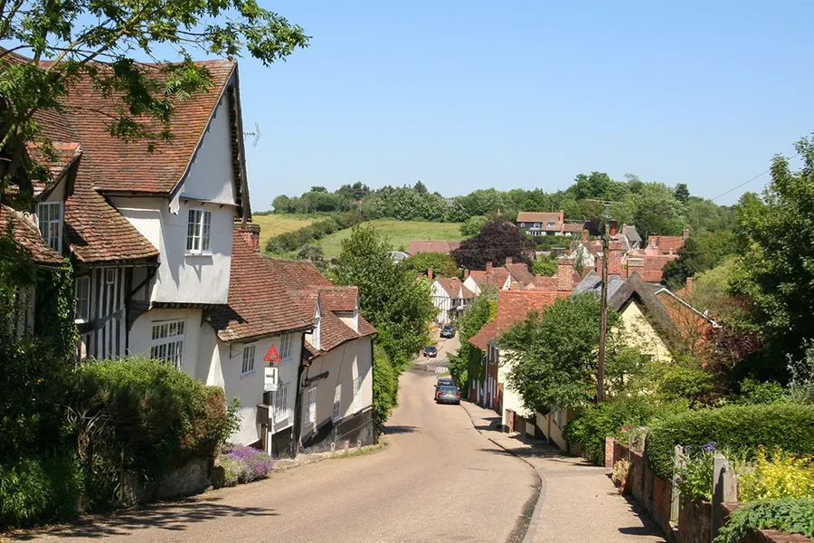 houses in picturesque village of Kersey, Suffolk, East of England, UK