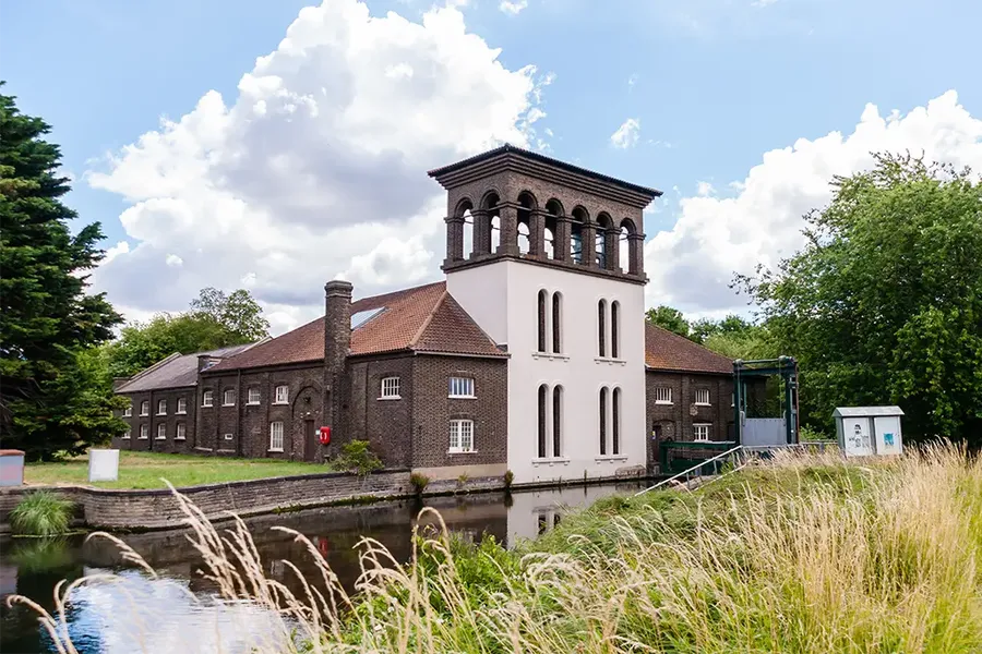 Coppermill Tower at Walthamstow Wetlands, Waltham Forest, London UK