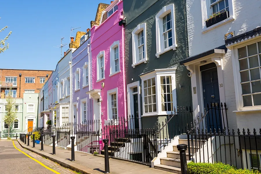 Victorian British houses in an elegant mews in Chelsea, London, UK