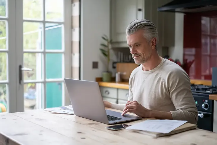 investor looking at online to see whether he can buy a house with cash