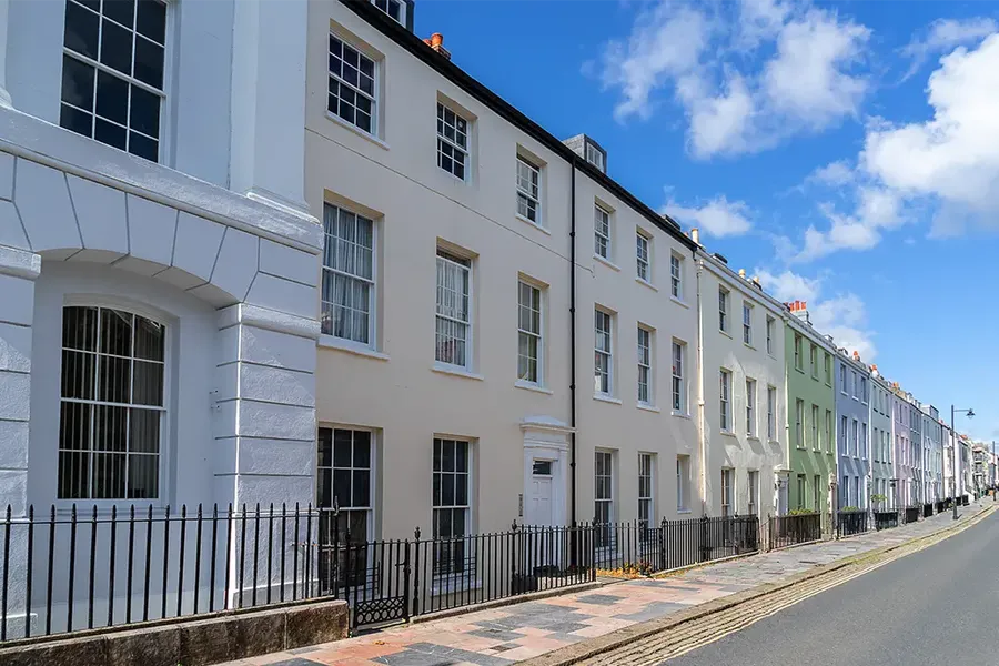 terraced houses in Plymouth, South West England
