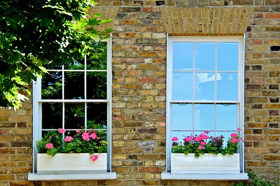 houses with pretty window boxes in Camberwell, London England