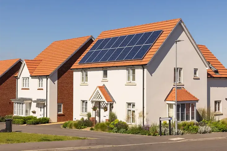 new build with solar panels to benefit the energy efficiency