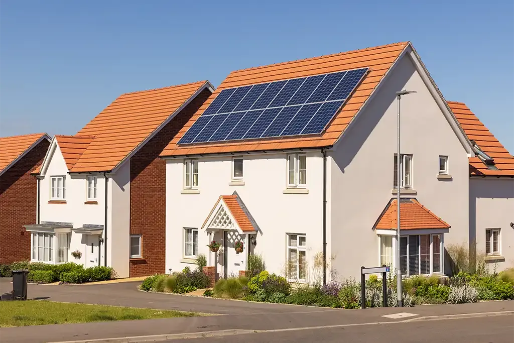 new build with solar panels to benefit the energy efficiency