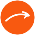 Orange circle with a white arrow pointing upward and to the right.