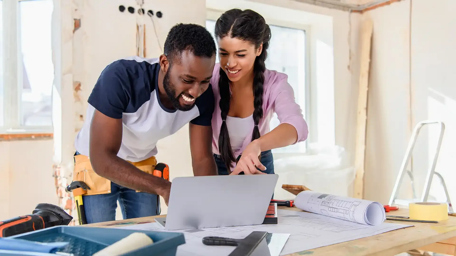 couple renovating their investment property to try and sell for a profit