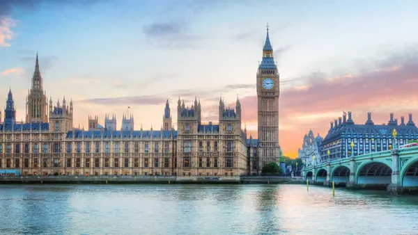 Big Ben in Westminster Palace on River Thames, London