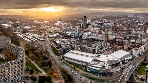 view of houses and flats across Sheffield cityscape