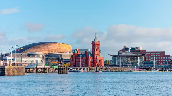 panoramic view of the Cardiff Bay in Cardiff, Wales, UK 2