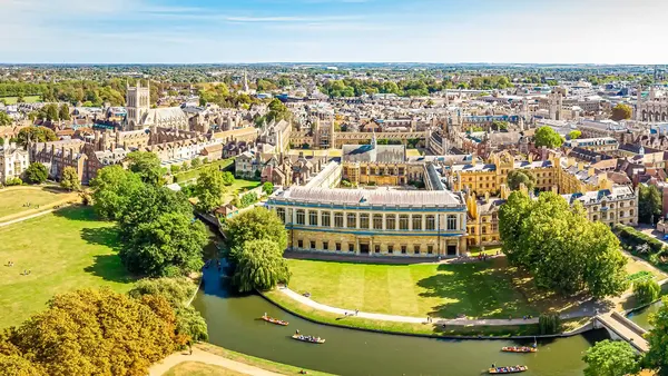 aerial view of houses across Cambridge, United Kingdom