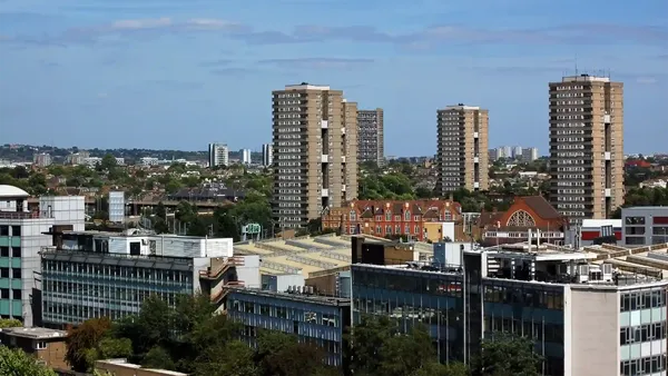 view of houses and apartments across North London, UK
