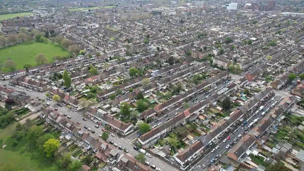 aerial view of East Ham London UK