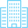 blue icon of a set of high rise flats