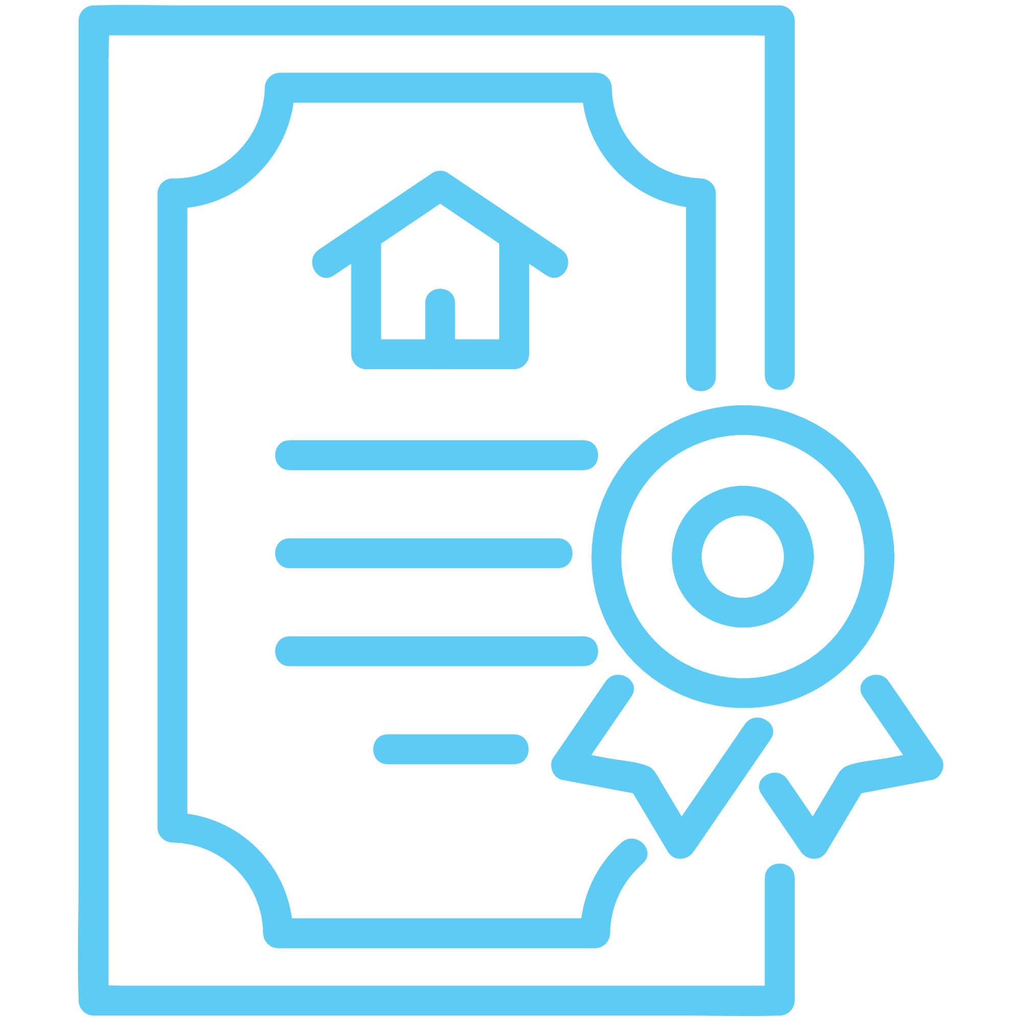 blue outline of a certificate with a rosette on it