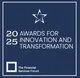 Blue square with a white star and text: "2025 Awards for Innovation and Transformation" and "The Financial Services Forum" logo.