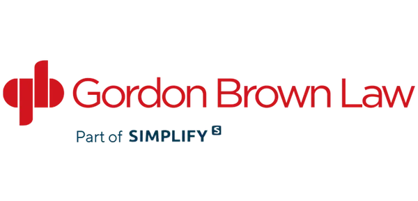 Red and blue logo with stylised "Gordon Brown Law" written in red and the words "Part of SIMPLIFY" in smaller font beneath.