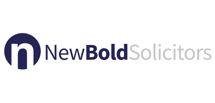 Navy blue circle Logo with an 'n' in the middle of the circle and the the right of the logo is navy blue text "NewBold" followed by light grey text "Solicitors".