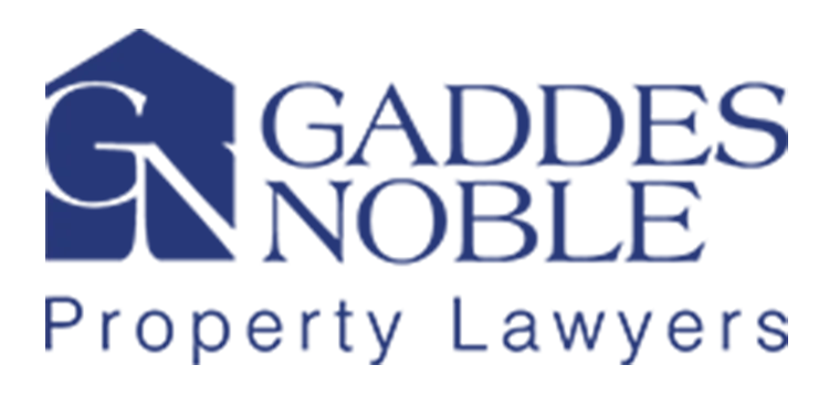 Blue silhouette of a house with the initials G N and the text Gaddes Noble Property Lawyers alongside the logo.