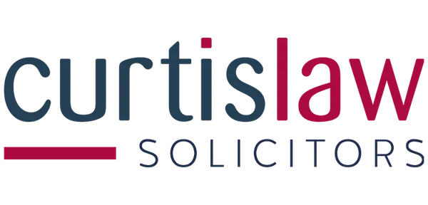 Logo featuring "Curtis Law" in bold navy and red text with a red accent line, followed by "Solicitors" in navy below.
