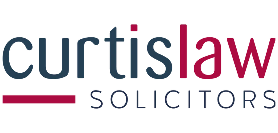 Logo featuring "Curtis Law" in bold navy and red text with a red accent line, followed by "Solicitors" in navy below.