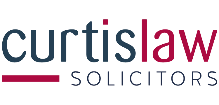 Logo featuring "Curtis Law" in bold navy and red text with a red accent line, followed by "Solicitors" in navy below.