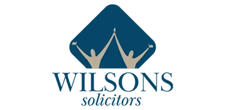 Logo with two stylised figures reaching upward inside a blue triangle, symbolising unity and achievement. With Wilsons Solicitors written underneath.