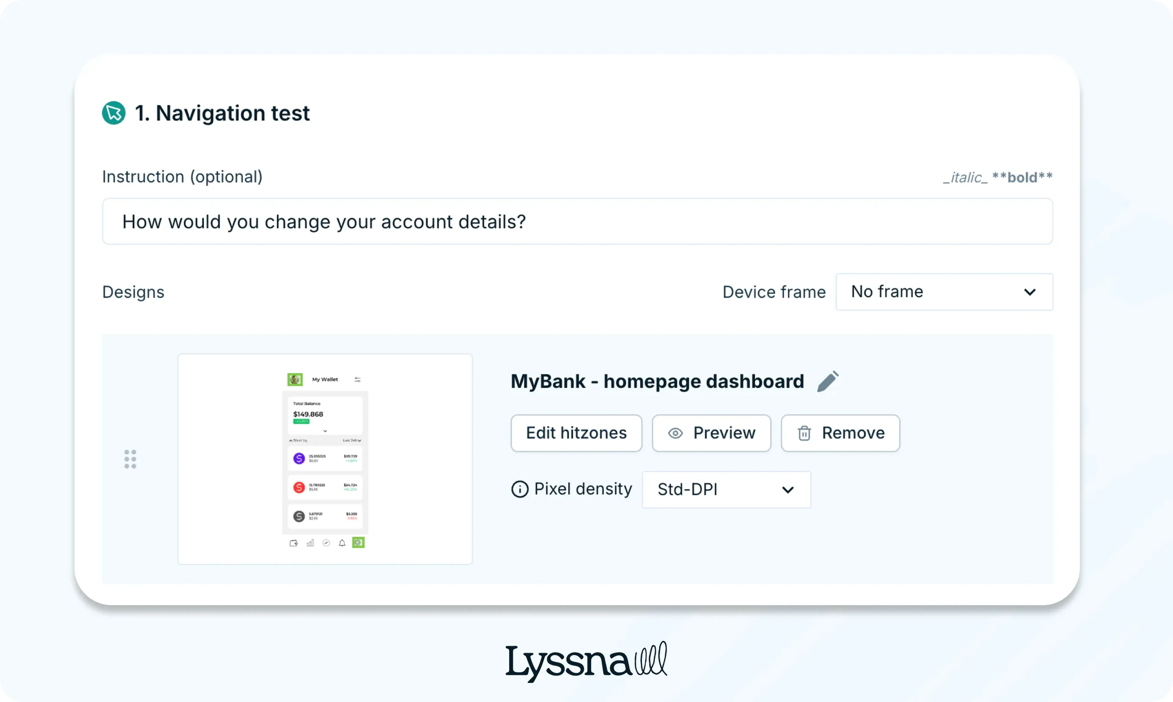 Example of creating Navigation test in Lyssna