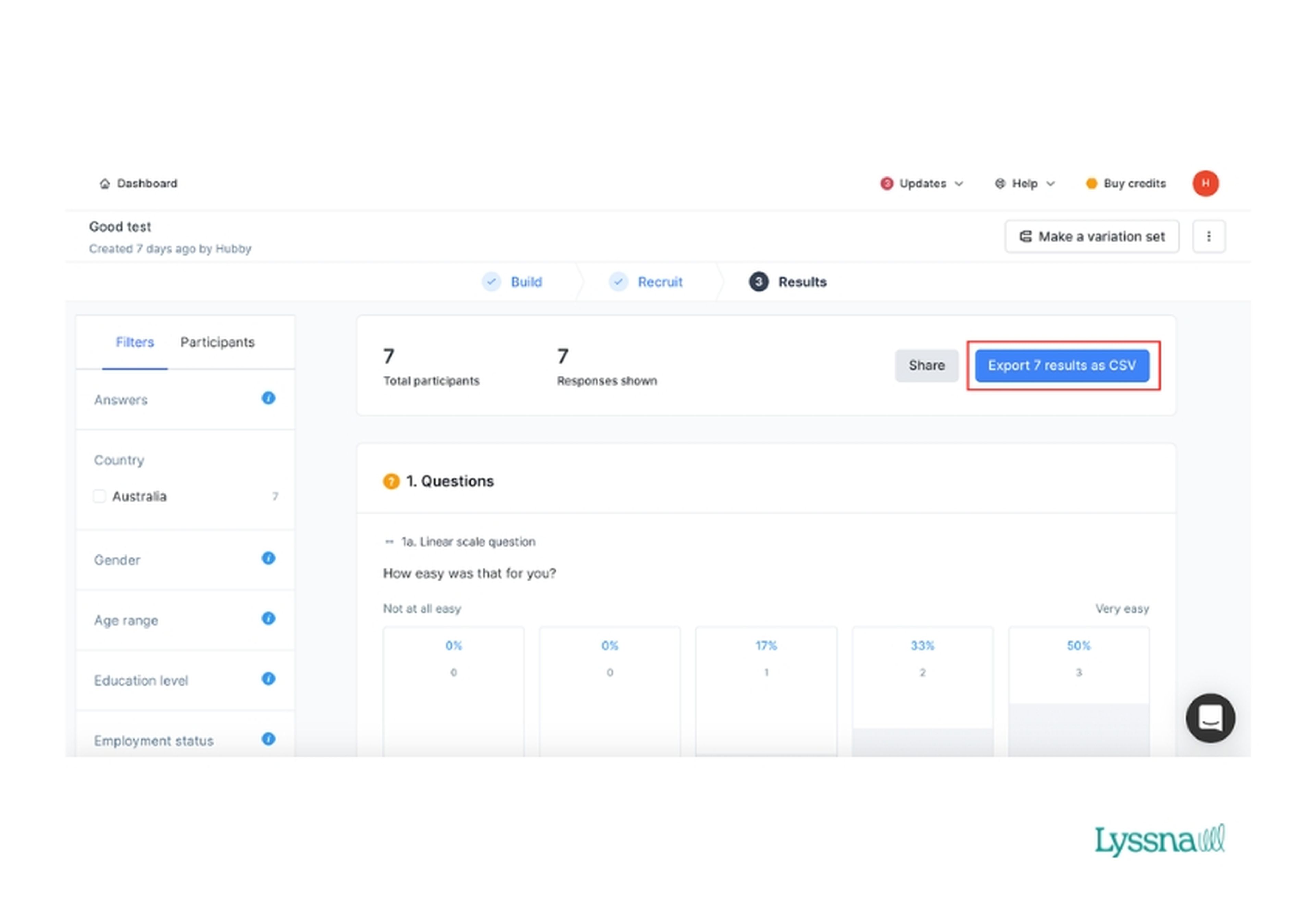 How to export test results as a CSV