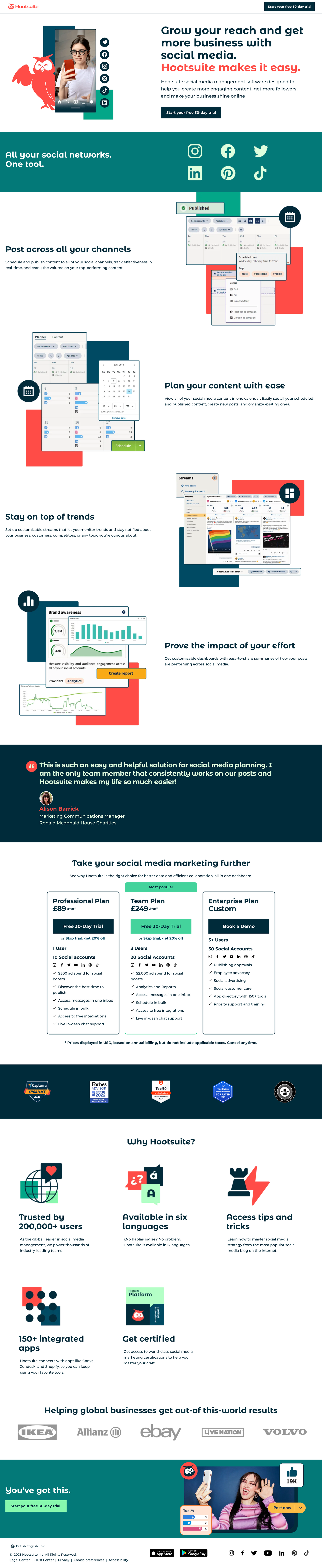 Hootsuite Landing Page