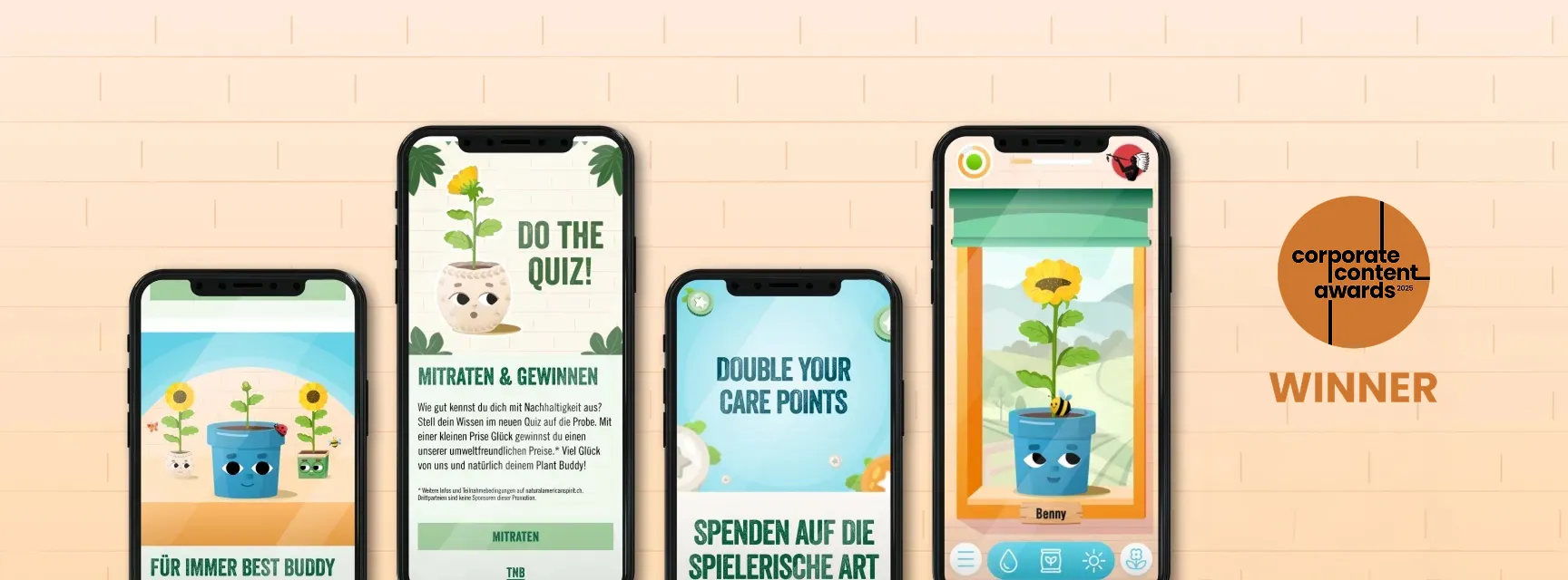 Mockup with NAS Plant Buddy App Screens on smartphones.