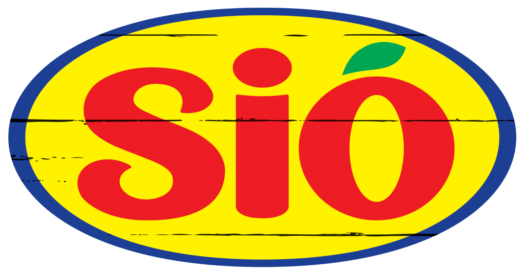 Yellow oval logo with "SiÓ" in bold red letters and a small green leaf above the "Ó," outlined in blue.