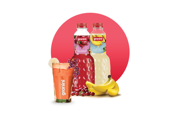 Visuels cocktails rond cranberry banane