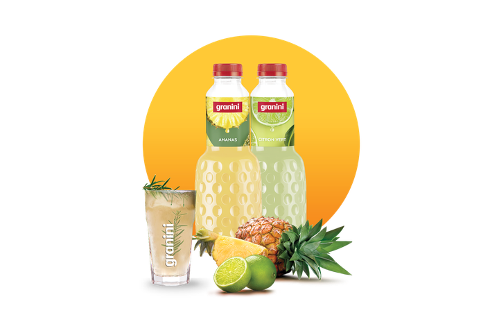 Visuels cocktails rond ginger granini ananas citron vert