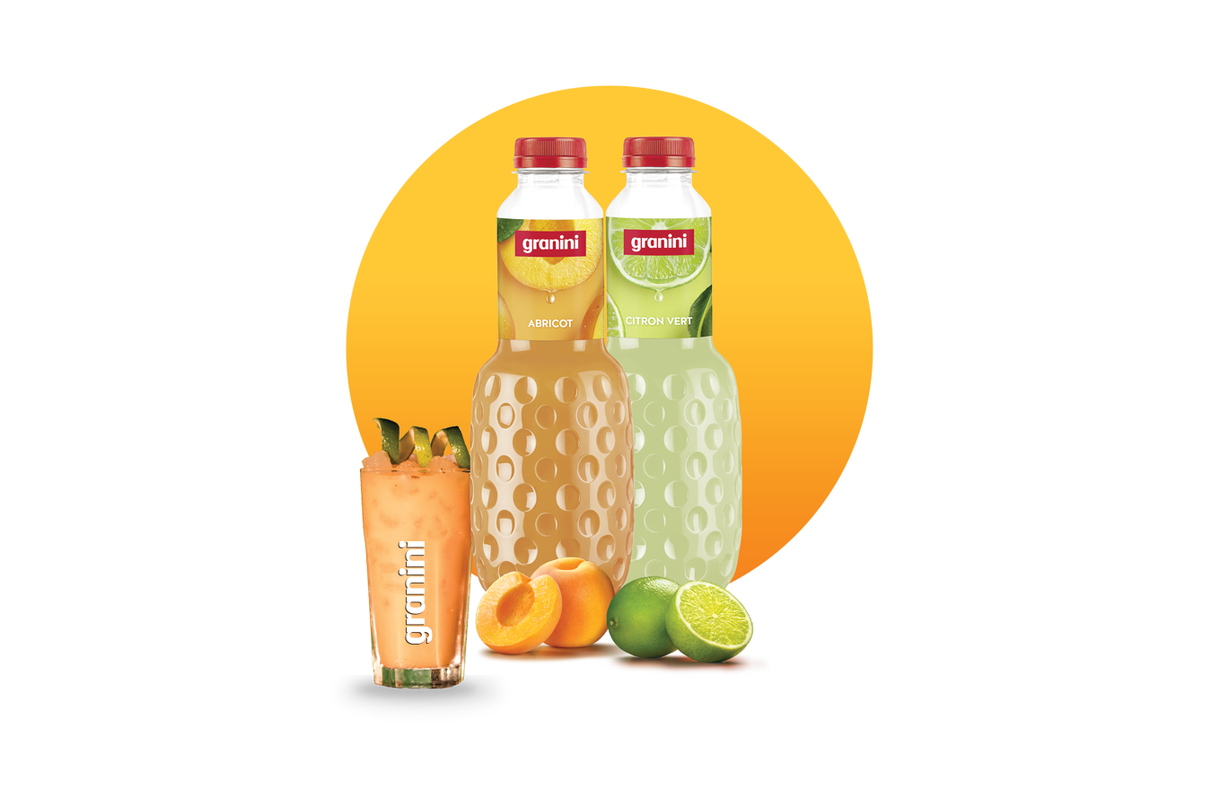Visuels cocktails rond milkshake abricot citron vert