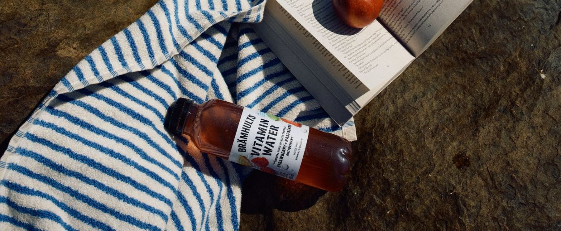 Vitamin Water Brämhults on a towel outside