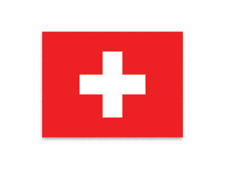 Red flag with a white cross centered on it.