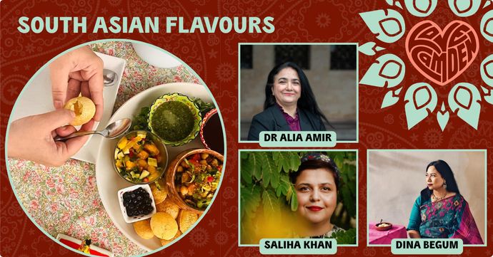 Food plate shown with pictures of 3 women