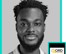 Portrait of a person with short curly hair and a beard, smiling slightly. "WORD ON THE CURB" logo in the corner.