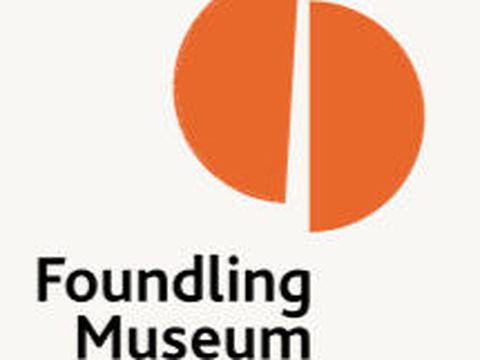 Logo of the Foundling Museum featuring an orange circular shape split in two with the museum's name below in black text.