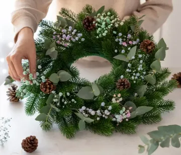 An image of wreath being organised.