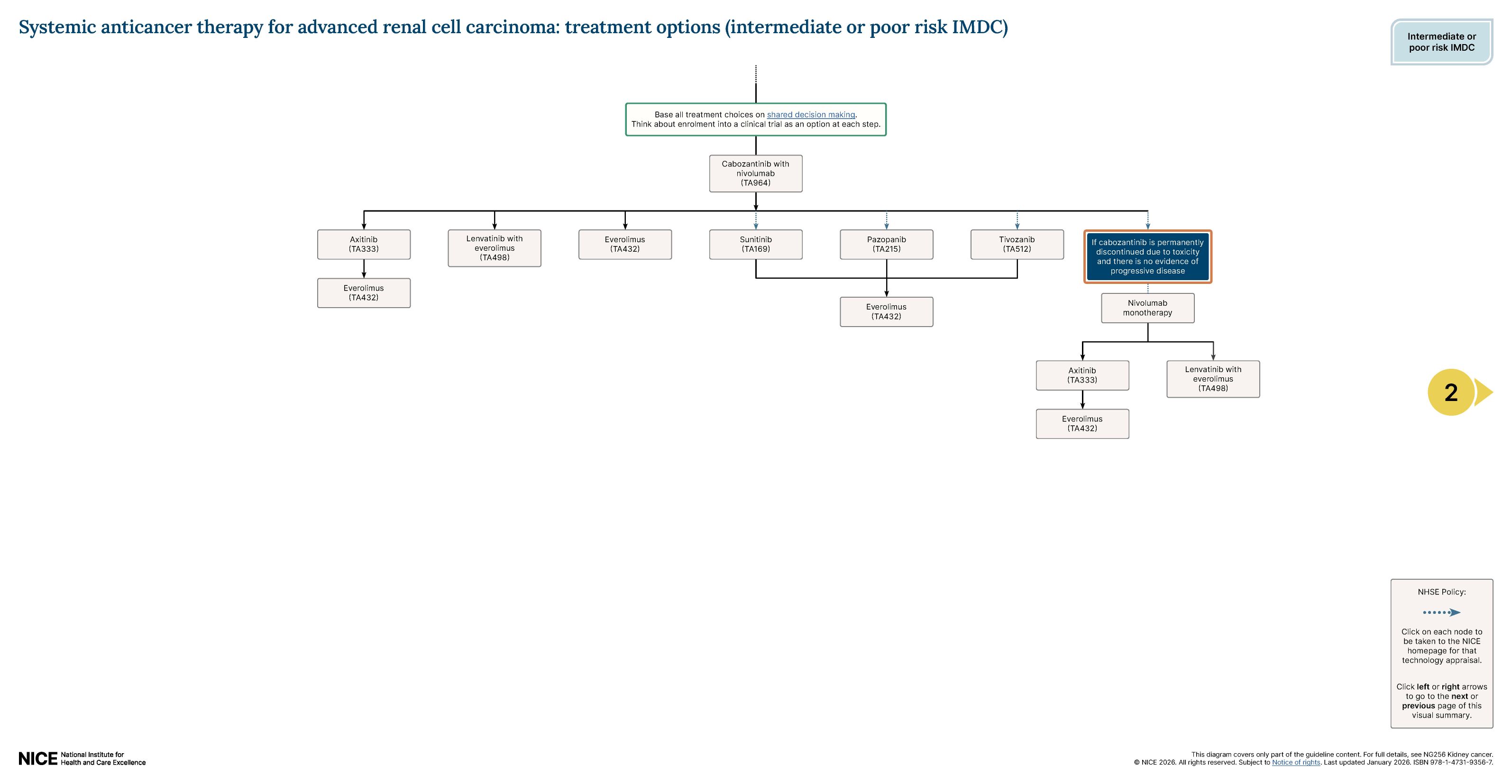 View visual summary on systemic anticancer therapy options for advanced renal cell carcinoma (intermediate or poor risk IMDC)