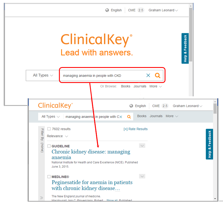 Elsevier's clinical search engine example
