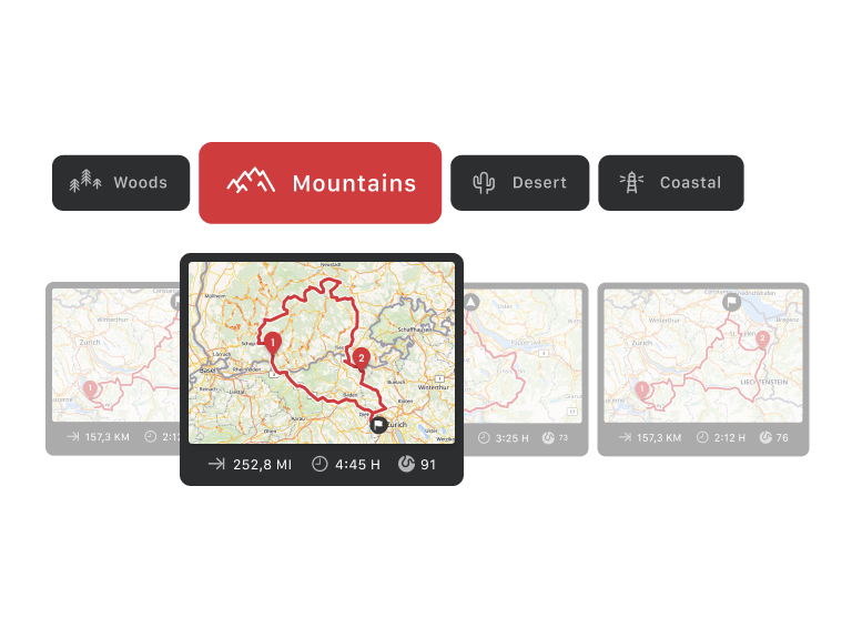 Forest, mountains, desert, coast: Choose your preferred motorcycle riding environment.