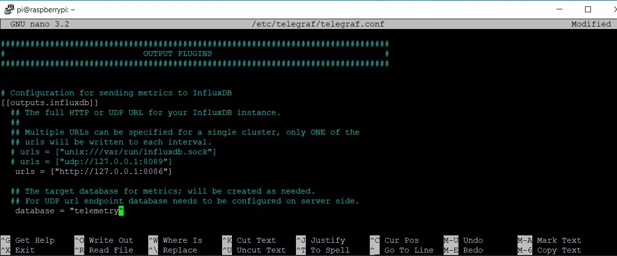 Uncomment database and put the database name