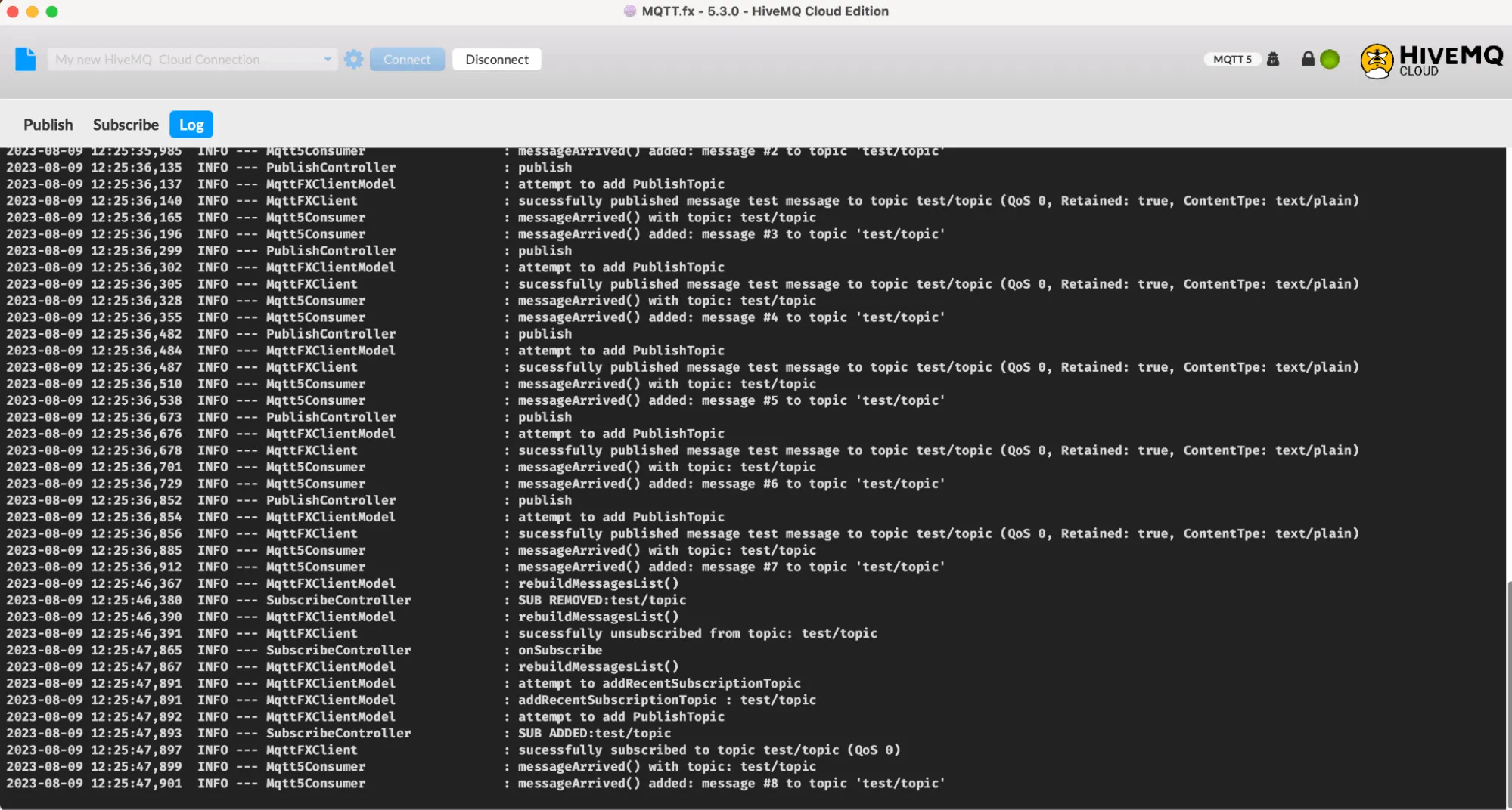 Debug Logs Using MQTT.fx