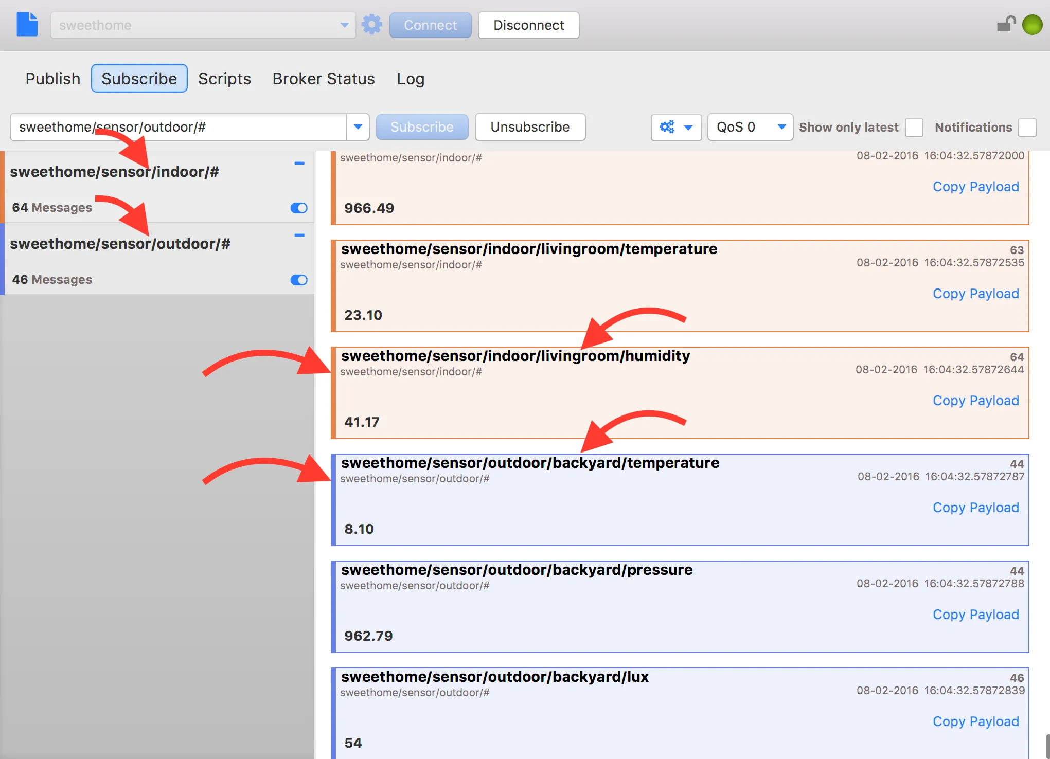 MQTT.fx Subscribe Wildcard