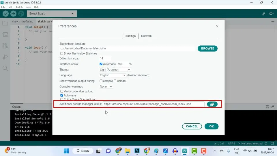 Enabling Support for the ESP8266 chip