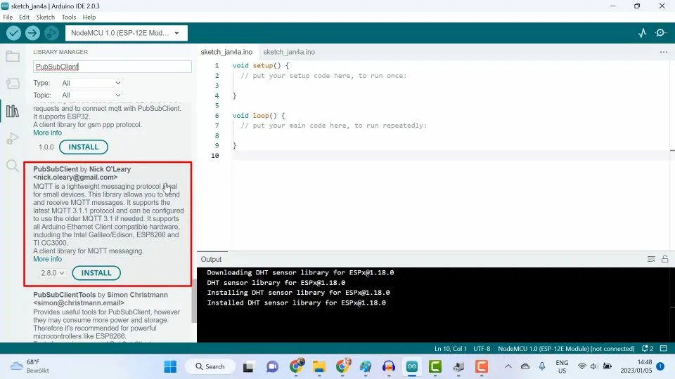 Search for PubSubClient