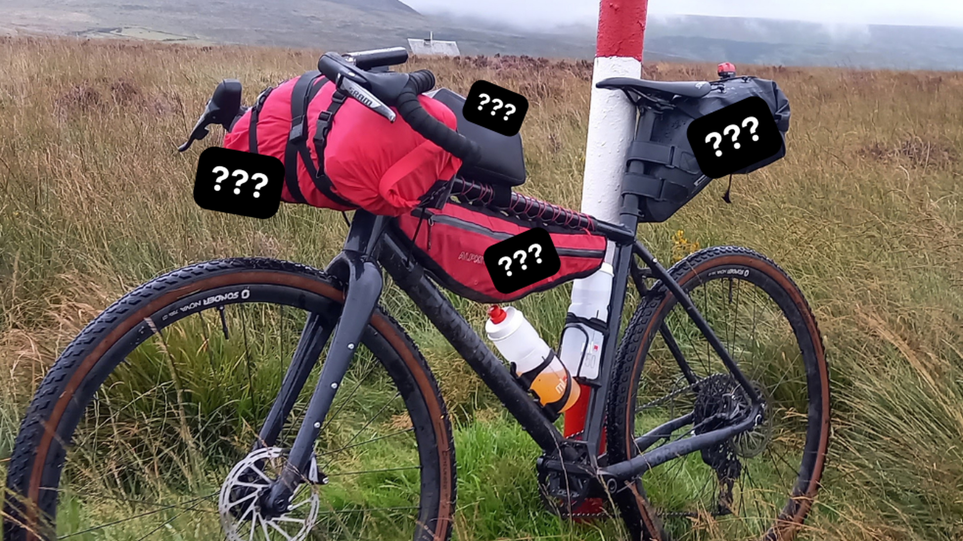 Gravel bike loaded with bags