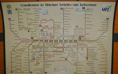MVV-Netzplan ca. 1998/99 am Marienplatz